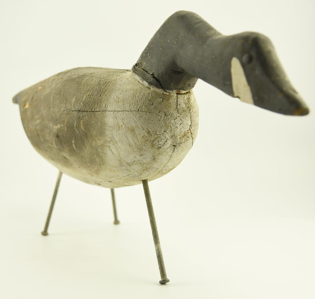 Lot #323 - Feeding model Standing Canada Goose Nova Scotia origin in original paint with gunning