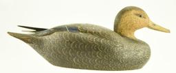 Lot #337 - Lewis Shelton 1981 Black Duck Decoy with raised wing feathers original paint signed