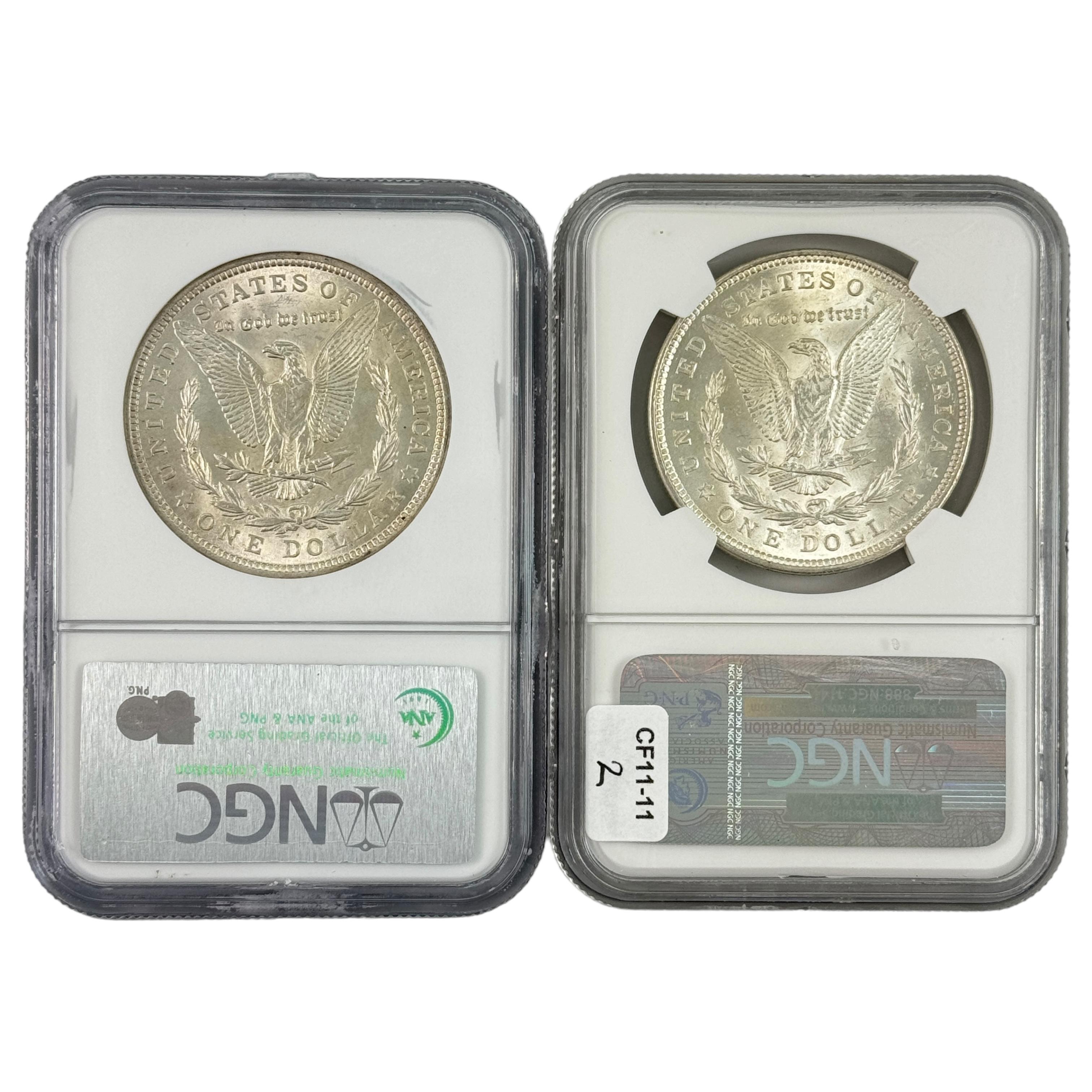 Pair of certified 1921 U.S. Morgan silver dollars