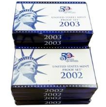 Lot of 10 2002 & 2003 U.S. proof sets