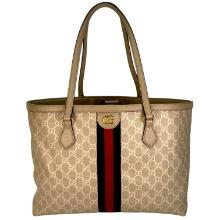 Authentic estate Gucci Ophidia GG medium tote beige