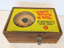 VINTAGE 5 CENT "SHAKE, RATTLE & ROLL" DICE POKER TRADE STIMULATOR 19"X13"X7.5"