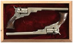 Cased Pair of Engraved F.LLI Pietta Texas Paterson Revolvers