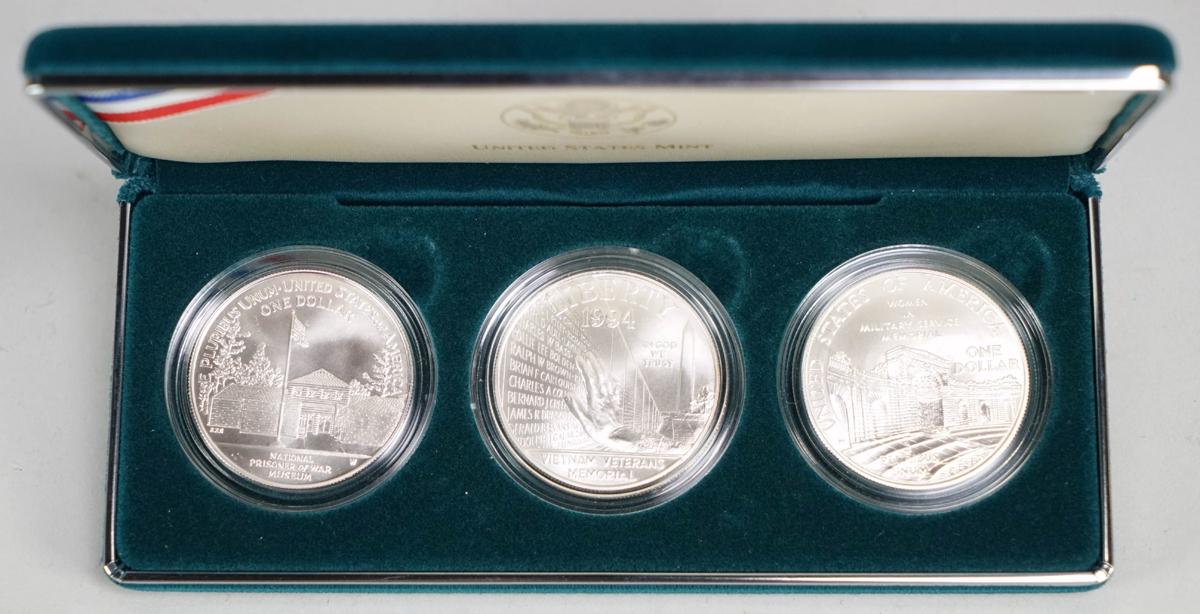 1994 U.S. Veterans Commemorative Silver Dollars, 3 Coin Set