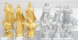 4 Sets of Hand Cast Chessmen; Football (Blue Shirt), Medieval & More