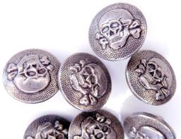 German WWII Waffe SS Totenkopf Tunic Skull Buttons, Nine (9)