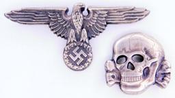 German WWII Waffen SS Schutz Staffel Officers Visor Cap Eagle and Skull