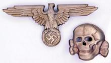 German WWII Waffen SS Schutz Staffel Officers Visor Cap Eagle and Skull