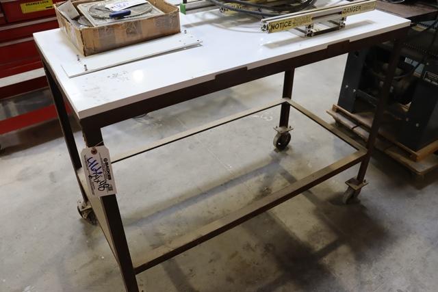 24" x 48" portable steel table with white work top