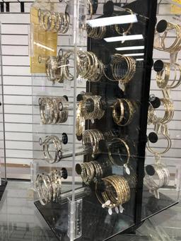 LOT CONSISTING OF COUNTER TOP JEWELRY DISPLAY WITH FASHION BANGLE BRACELETS (APPROX. 200+/- PCS.)