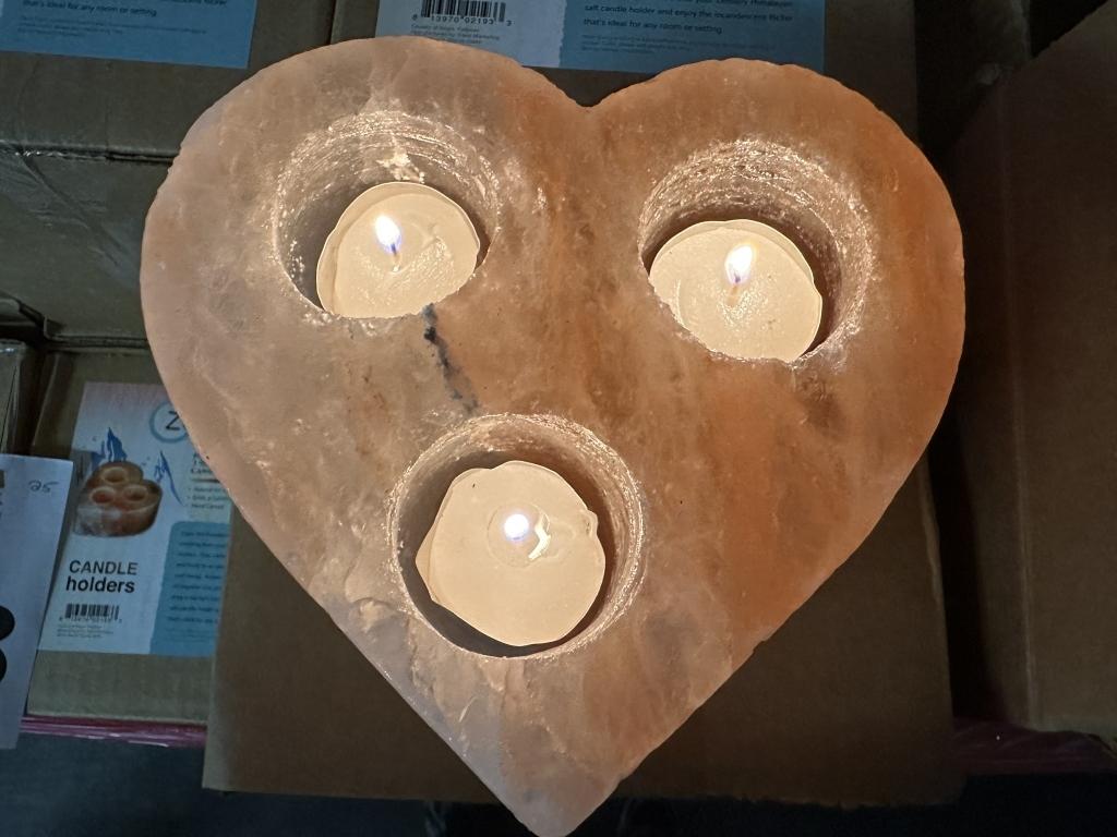 ZENNERY HIMALAYAN SALT 3 HOLE HEART SHAPED (NEW) (YOUR BID X QTY = TOTAL $)