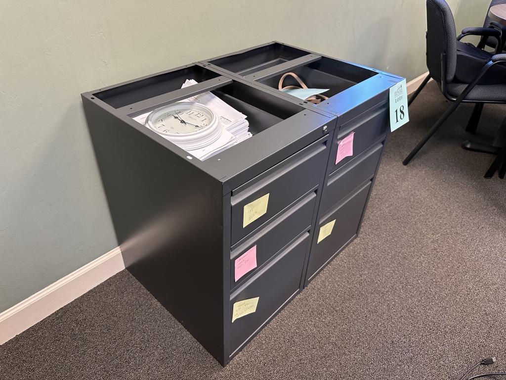 THREE DRAWER METAL STORAGE CABINETS