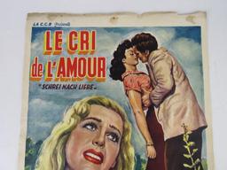 Cry of Love Original (1959) Belgium Movie Poster w/Pin-Up Image