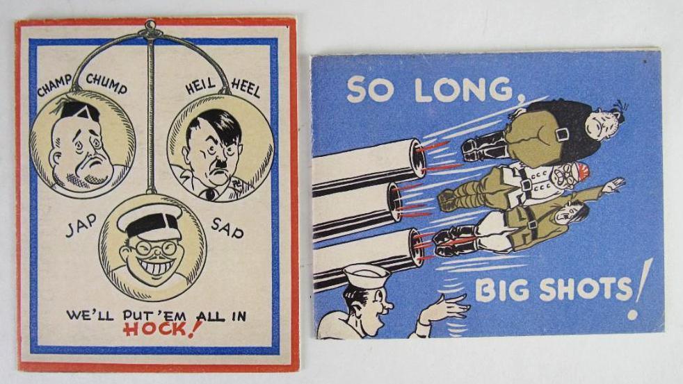 WWII U.S. Propaganda Greeting Cards w/Axis Leaders!