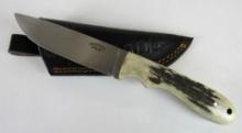Lynn Griffith Custom Fixed Blade Knife w/ Stag Handle and Sheath