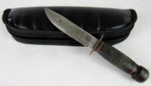 Antique MSA Marbles Gladstone Mich Fixed Blade Knife Lignum Vitae Pommel