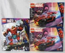 Lot (3) Marvel Lego Sets MIB. Tony Stark's Sakaarian Iron Man, (2) Miles Morales vs. Morbius