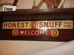 Honest snuff tin sign, 6"Tx27"W