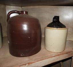 2 pcs - chocolate crockery jug w/ handle 12"T