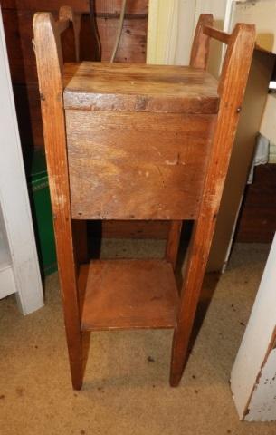 Primitive pine smoking stand w/ wooden latch