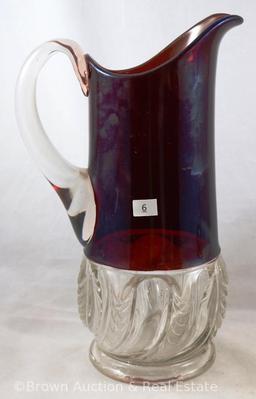 EAPG Ruby-stained 11"h tankard pitcher