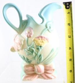 Hull Bow Knot B1 5.5"h pitcher, pink/blue