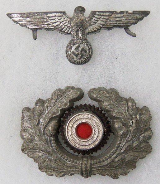 2 pcs. WWII German Visor Cap Wreath w/ Cockade/Eagle