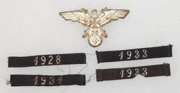5 pcs.WW1 Veteran's Early Cap Eagle/Rare SA Year of Entry Insignia