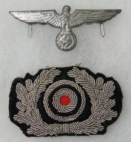 2 pcs. WWII Panzer Officer's Cap Wreath Cockade/Eagle