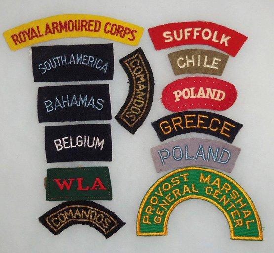 13 PCS. WW2 US/British Shoulder Titles