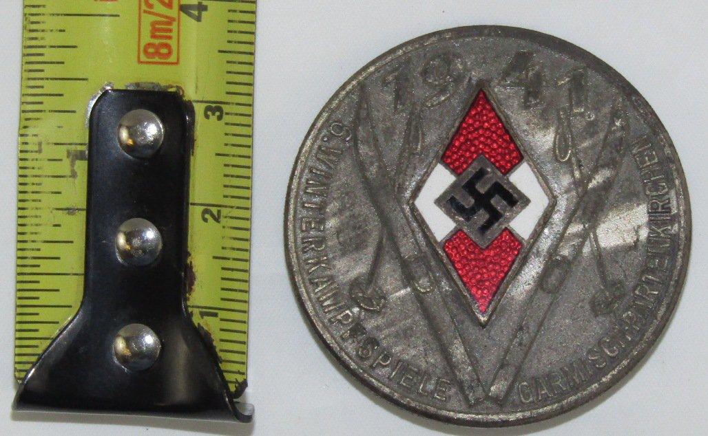 Scarce 1941 Hitler Youth Ski Competition Badge-Garmisch