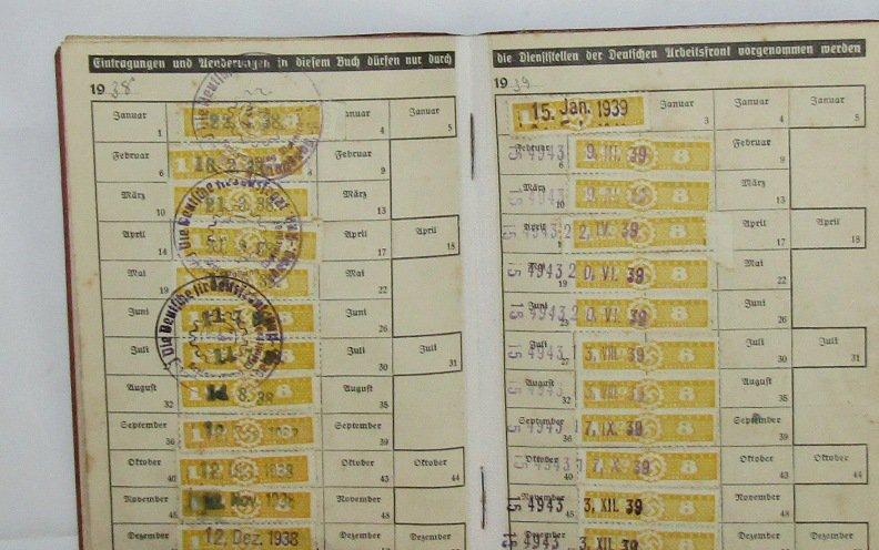 3pcs-SA Sports Badge-DAF Work Book-Framed Nazi Stamps
