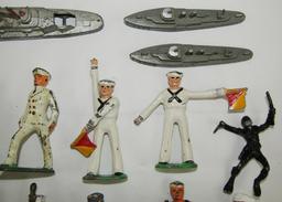 15pcs-Early Metal Toy Sailors/Tootsie Toy Ships