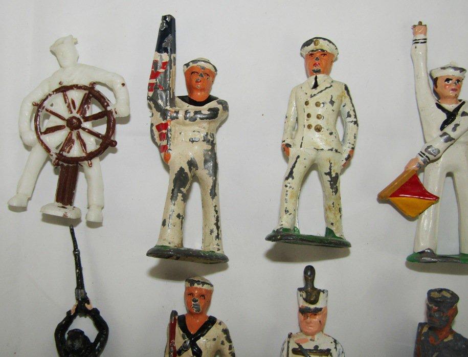 15pcs-Early Metal Toy Sailors/Tootsie Toy Ships