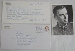 Waffen SS KVK Recipient Obersturmbannfuhrer Otto Weidinger Signed Photo-Handwritten Letter