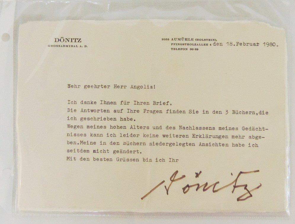 1st Edition Hard Back "Memoirs" By Admiral Doenitz With Original Signed Letter Dated 1980