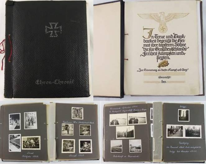 WW2 German Soldier Honor Book With Original Photos/Documents/Papers Etc.