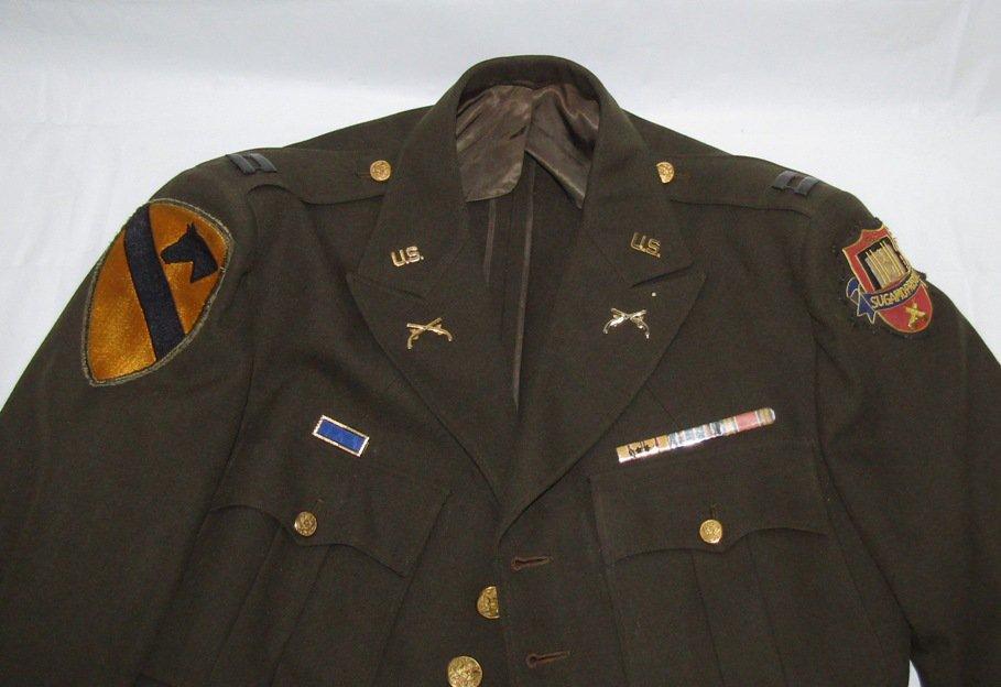 WW2/Occupation 1st Cavalry MP Officer's Class A Tunic W/Rare Sugamo Prison 555 Patch (U-78)