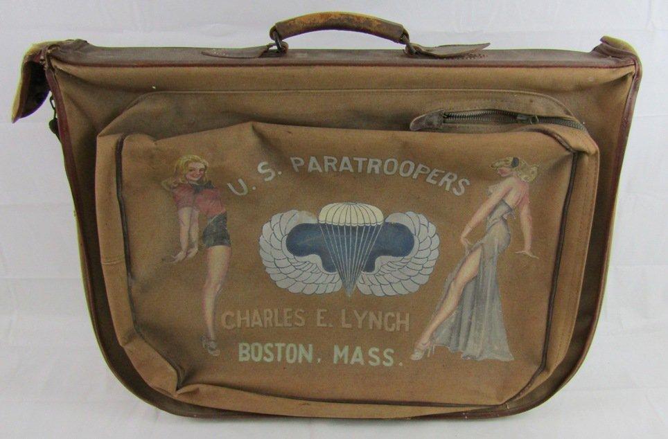 US Pacific Theater Occupation Airborne/Paratrooper B-4 Suitcase With  Artwork-Named (FE-89)