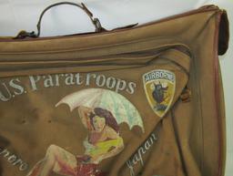 WW2 US Paratrooper B-4 Suitcase W/Occupation Artwork-11th AB/187th PGI-Named (FE-89)