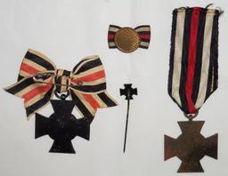 4pcs-WW1 Honor Crosses-Button Ribbon-Stickpin