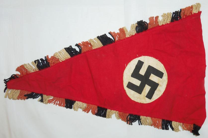 Early NSDAP Pennant-Double Sided-Wool Fringe