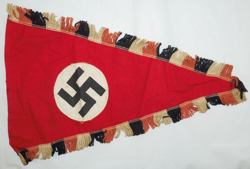 Early NSDAP Pennant-Double Sided-Wool Fringe