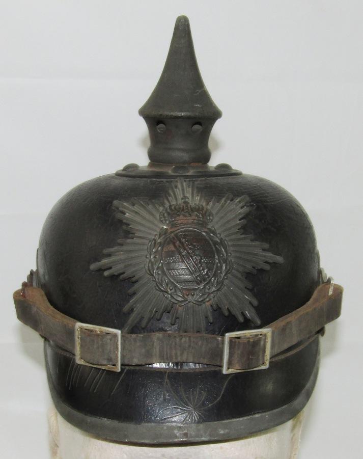 Scarce Early Saxon Pickelhaube For Enlisted-Unit Stamped