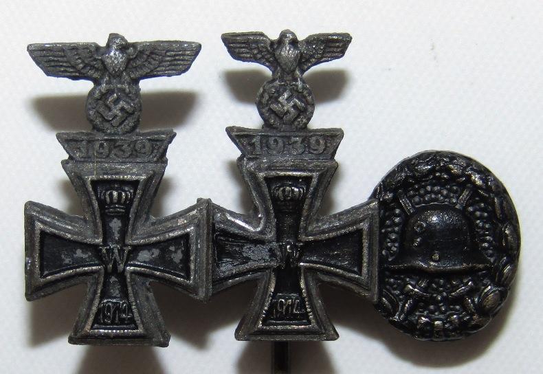 2pcs- WW1/WW2 Multi Award Stickpins-Iron Crosses With Spanges Etc.