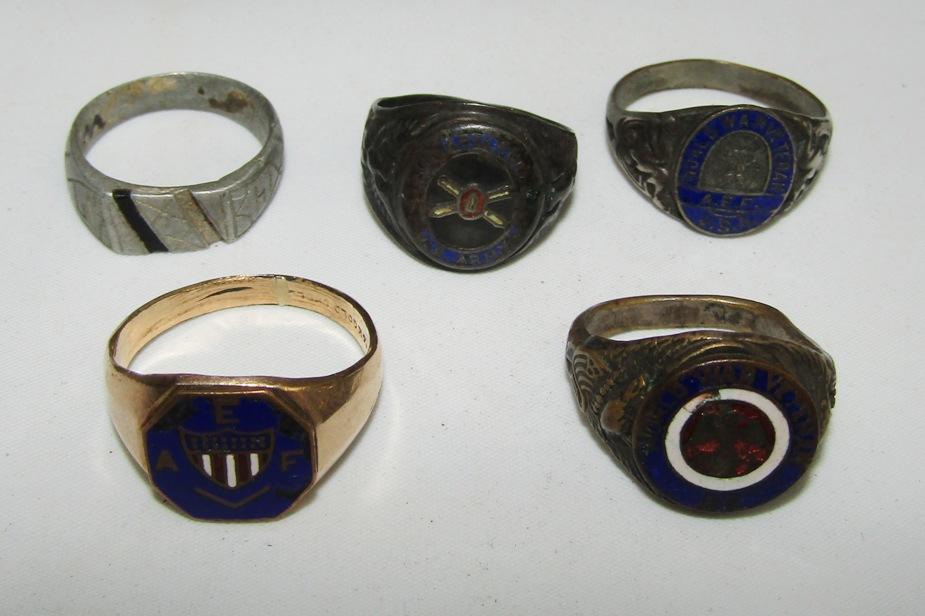 5pcs-WW1 U.S. Veteran Rings-AEF-Coastal Artillery