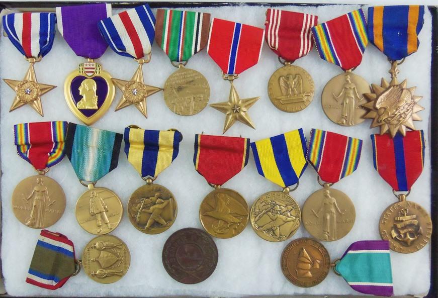 18pcs-Misc. U.S. Military Medals-US Coast Guard Medal Named/Dated 1932