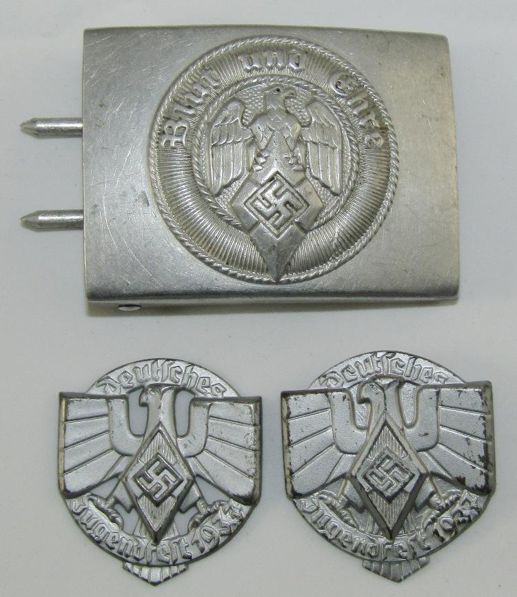 3pcs-Hitler Youth Belt Buckle-HJ Rally Badge Variants