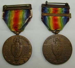 2pcs-WW1 U.S. Victory Medals With Name Engraved Rims