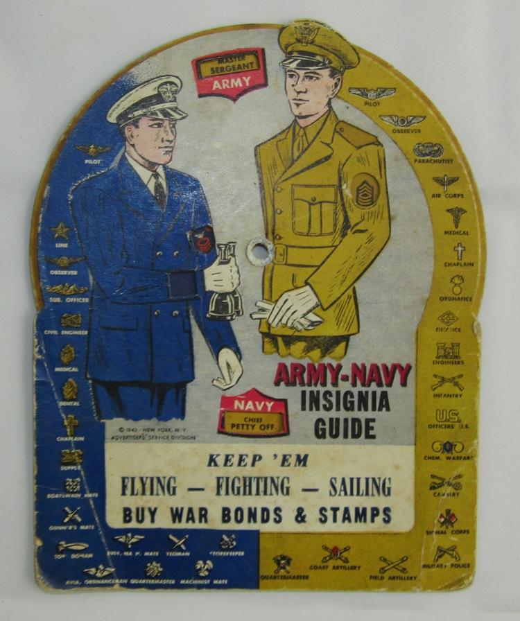 WW2 U.S. Army Warrant Officer's Visor-WWII Cardboard Army-Navy Insignia Guide